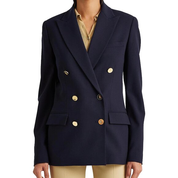 NWT Lauren Ralph Lauren Women's Plus Double Breasted Wool Crepe Blazer Sz 16W - Picture 2 of 10